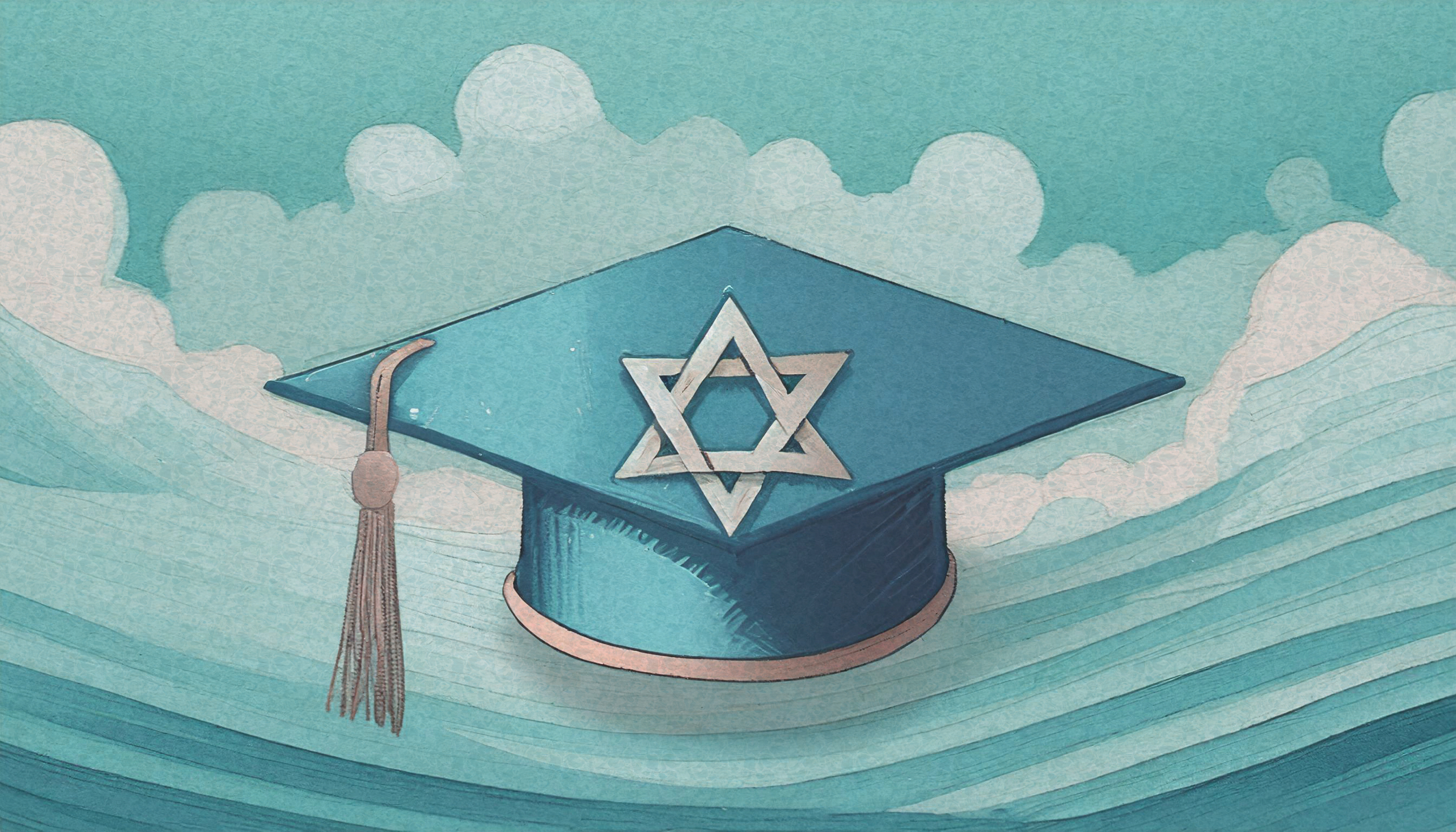 A graduation cap with jewish star