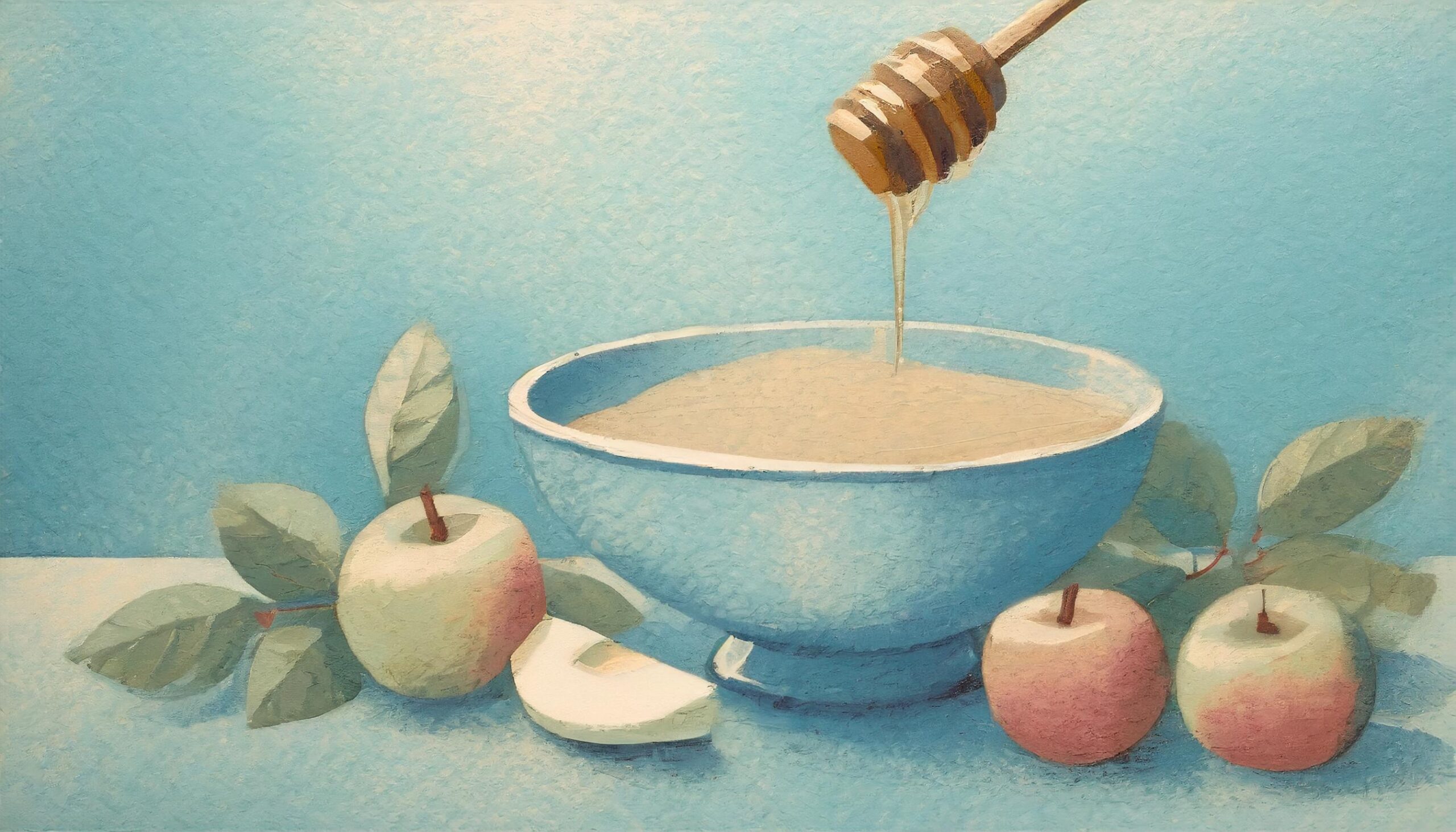 Bowl of honey and apples